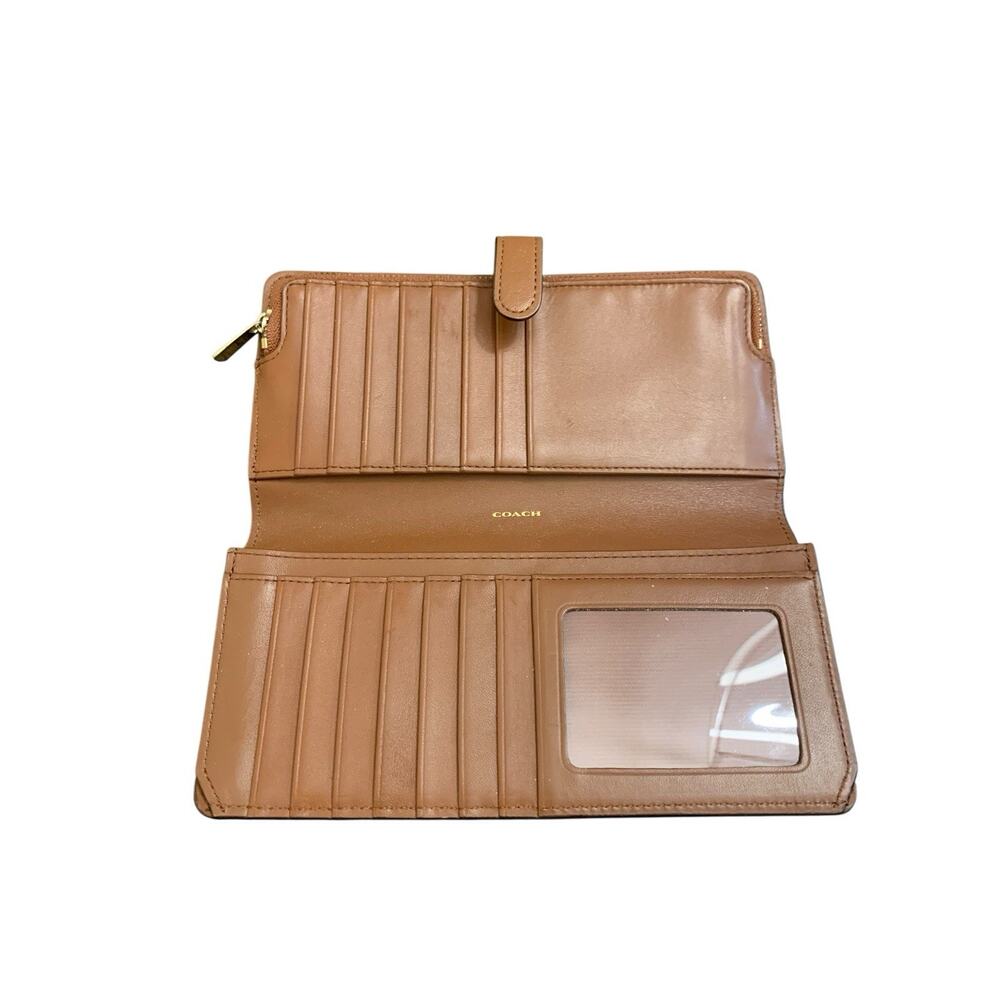 Coach Madison Skinny Leather Wallet 51936 Tan Brown Gold Logo - Picture 5 of 16